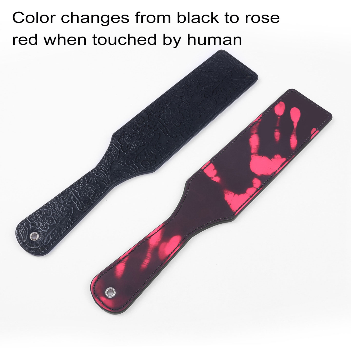 TB-S058 Thermochromic Handprint Spanking Paddle (Black-to-Rose Red)