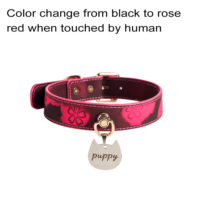TB-S064 Thermochromic Sakura Choker with Matching Leash
